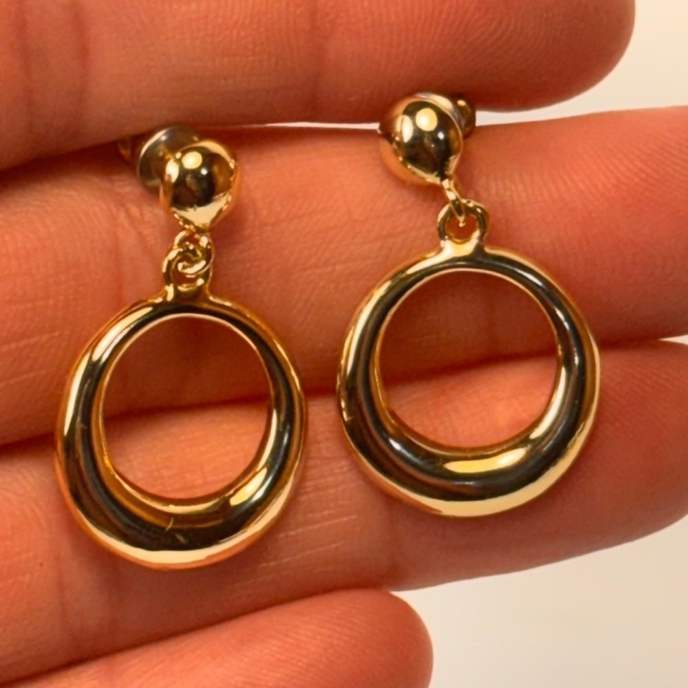 Vintage Drop Earrings Gold Tone Hoop Ball Stud Minimalist 90s Statement